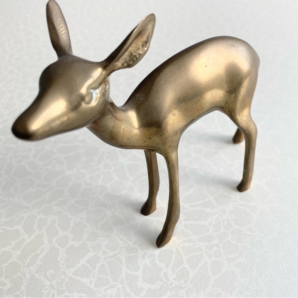 Brass Deer Figurine - Gold Home Accent